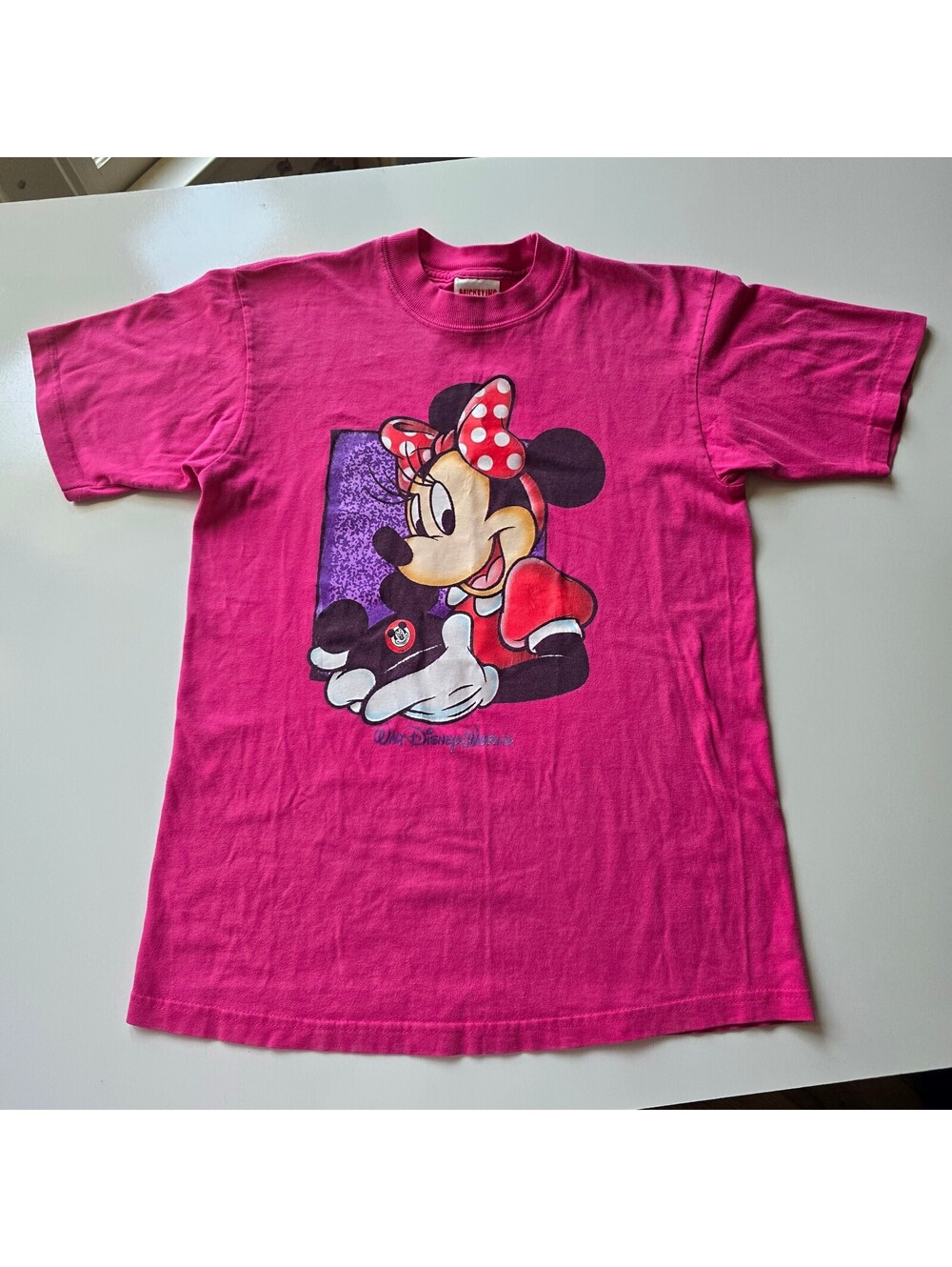 Vintage 90s Mickey Inc Minnie Mouse Pink T-Shirt Sz Small Walt Disney World